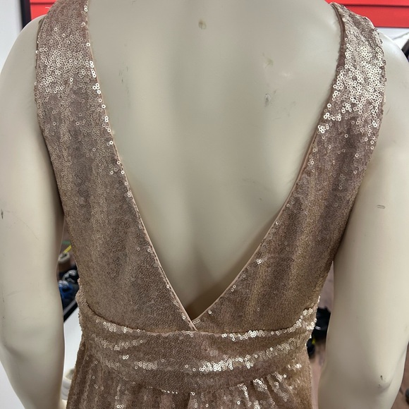 LULUS SEQUINED MAXI GOLD PARTY DRESS PIT 17 inches waist 34 inches - Picture 5 of 10